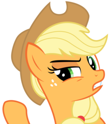 Size: 1011x1127 | Tagged: safe, artist:sketchmcreations, applejack, earth pony, pony, g4, secrets and pies, annoyed, female, mare, raised eyebrow, raised hoof, simple background, solo, suspicious, transparent background, vector