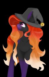 Size: 800x1231 | Tagged: safe, artist:lilrandum, oc, oc only, earth pony, pony, black background, female, hat, mare, simple background, solo, witch hat