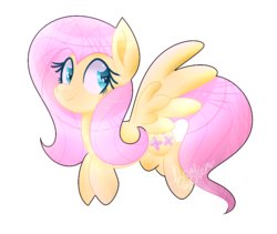 Size: 934x787 | Tagged: safe, artist:lynchristina, fluttershy, pegasus, pony, g4, female, looking at you, looking sideways, simple background, smiling, solo, spread wings, transparent background, wings