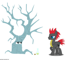 Size: 1620x1280 | Tagged: safe, artist:gamerpen, oc, oc only, oc:gamerpen, oc:star prism, dendrification, inanimate tf, plant tf, potion, simple background, transformation, transparent background, tree