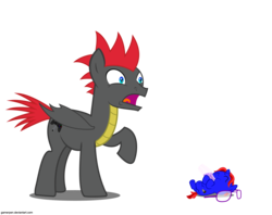 Size: 1620x1280 | Tagged: safe, artist:gamerpen, oc, oc only, oc:brainstorm, oc:gamerpen, pony, age regression, baby, baby pony, foal, glasses, potion, simple background, transparent background