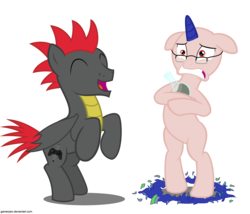 Size: 2244x1920 | Tagged: safe, artist:gamerpen, oc, oc only, oc:gamerpen, oc:sharing hearts, pony, bald, glasses, potion, simple background, transparent background