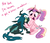 Size: 944x818 | Tagged: safe, artist:frozenspots, princess cadance, queen chrysalis, alicorn, changeling, changeling queen, pony, g4, adorkable, bow, cute, cutealis, cutedance, dialogue, dork, dorkalis, duo, duo female, eye contact, female, filly, glasses, looking at each other, nerd, popular, simple background, song reference, tail bow, teen princess cadance, teenager, white background, wicked, younger