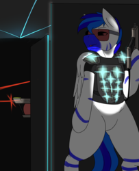 Size: 2591x3197 | Tagged: safe, artist:grey-horse, oc, oc only, oc:fifty percent, high res, laser, lasertag, solo