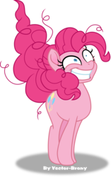 Size: 3051x4844 | Tagged: safe, artist:vector-brony, pinkie pie, earth pony, pony, g4, my little pony: the movie, crazy face, faic, female, grin, messy mane, shrunken pupils, simple background, smiling, solo, transparent background, vector