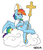 Size: 1713x2000 | Tagged: safe, alternate version, artist:neoncel, rainbow dash, pegasus, pony, g4, chest fluff, female, joke, mare, pope, raised eyebrow, simple background, solo, spread wings, underhoof, white background, wings