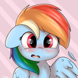 Size: 3000x3000 | Tagged: safe, artist:dbleki, artist:heavymetalbronyyeah, rainbow dash, pegasus, pony, g4, abstract background, blushing, collaboration, cute, dashabetes, female, floppy ears, high res, hnnng, looking at you, mare, solo