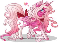 Size: 632x463 | Tagged: safe, artist:frostedpuffs, oc, oc only, alicorn, pony, alicorn oc, bow, bowtie, bridle, female, heart, mare, simple background, solo, tack, tail bow, transparent background