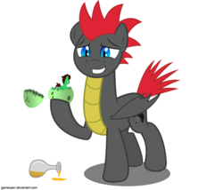 Size: 1118x959 | Tagged: safe, artist:gamerpen, oc, oc only, oc:gamerpen, oc:northern haste, bat pony, egg shells, micro, potion, simple background, transparent background