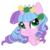 Size: 1024x1031 | Tagged: safe, artist:sk-ree, oc, oc only, oc:ivy lush, pony, unicorn, chibi, female, flower, flower in hair, heart eyes, mare, simple background, solo, transparent background, watermark, wingding eyes