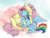 Size: 1280x984 | Tagged: safe, artist:spectralunicorn, fluttershy, rainbow dash, pegasus, pony, g4, cloud, cute, duo, female, hug, lesbian, mare, ship:flutterdash, shipping