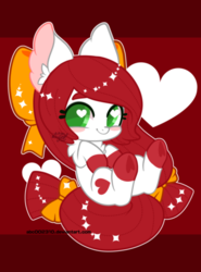 Size: 400x541 | Tagged: safe, artist:snow angel, oc, oc only, oc:heart, earth pony, pony, bow, cute, female, hair bow, heart eyes, looking at you, mare, ocbetes, smiling, solo, wingding eyes