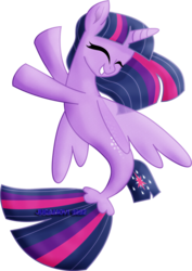 Size: 1600x2263 | Tagged: safe, artist:jucamovi1992, twilight sparkle, alicorn, seapony (g4), g4, my little pony: the movie, cute, eyes closed, female, happy, seaponified, seapony twilight, simple background, solo, species swap, transparent background, twiabetes, twilight sparkle (alicorn), vector