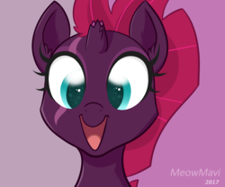 Size: 6000x5000 | Tagged: safe, artist:meowmavi, fizzlepop berrytwist, tempest shadow, pony, unicorn, g4, my little pony: the movie, absurd resolution, broken horn, bust, cute, eye scar, female, happy, horn, mare, portrait, scar, simple background, smiling, solo, tempestbetes, weapons-grade cute