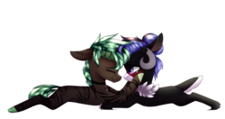 Size: 1024x542 | Tagged: safe, artist:hyshyy, oc, oc only, deer pony, earth pony, original species, pony, prone, simple background, transparent background