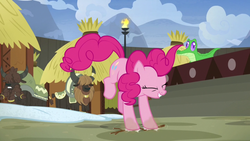 Size: 1280x720 | Tagged: safe, screencap, gummy, pinkie pie, pony, g4, not asking for trouble, stomping, yickslubertfest, yomiel