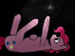 Size: 1024x768 | Tagged: dead source, safe, artist:voloutfelixsit, pinkie pie, earth pony, pony, g4, black background, bust, colored, female, hope, lying down, mare, on back, simple background, solo