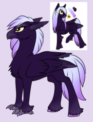 Size: 400x523 | Tagged: safe, artist:mythpony, oc, oc only, oc:wishing star, classical hippogriff, hippogriff, pegasus, pony, colored hooves, female, simple background, solo, unshorn fetlocks
