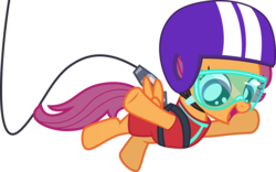 Size: 7224x4500 | Tagged: safe, artist:cantercoltz, scootaloo, pegasus, pony, g4, on your marks, absurd resolution, bungee jumping, female, filly, helmet, looking down, open mouth, simple background, smiling, solo, transparent background, vector