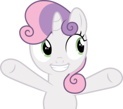 Size: 7000x6185 | Tagged: safe, artist:luckreza8, sweetie belle, pony, unicorn, g4, marks and recreation, absurd resolution, bipedal, female, filly, grin, gritted teeth, simple background, smiling, solo, teeth, transparent background, underhoof, vector