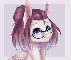 Size: 3000x2526 | Tagged: safe, artist:midnightdream123, oc, oc only, pegasus, pony, bust, female, glasses, high res, mare, portrait, solo