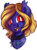 Size: 366x500 | Tagged: safe, artist:breloomsgarden, oc, oc only, oc:butter cream, bat pony, dragonfly, bat pony oc, bust, fangs, happy, jewelry, looking at you, pendant, portrait, red eyes, simple background, smiling, solo, transparent background
