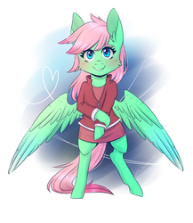 Size: 2000x2300 | Tagged: safe, artist:silbersternenlicht, oc, oc only, oc:pending storm, pegasus, pony, cheek fluff, clothes, commission, ear fluff, female, high res, looking at you, mare, smiling, solo