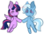 Size: 770x595 | Tagged: safe, artist:urbanqhoul, trixie, twilight sparkle, alicorn, pony, unicorn, g4, bipedal, blushing, female, holding hooves, lesbian, mare, one eye closed, ship:twixie, shipping, simple background, smiling, transparent background, twilight sparkle (alicorn), wink