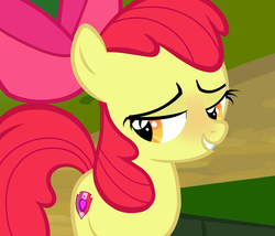 Size: 1260x1080 | Tagged: safe, edit, edited screencap, screencap, apple bloom, earth pony, pony, g4, marks and recreation, blushing, female, filly, foal, lidded eyes, looking away, looking down, nervous, solo