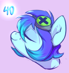Size: 542x574 | Tagged: safe, artist:holosta, oc, oc only, oc:raven mcchippy, earth pony, pony, eyes closed, goggles, solo
