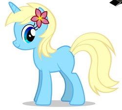 Size: 852x771 | Tagged: safe, oc, oc only, oc:coconut glitter, oc:smurfetty blue, pony, unicorn, flower, flower in hair, missing cutie mark, simple background, solo