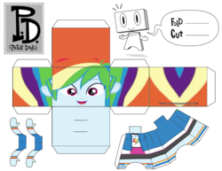 Size: 1135x877 | Tagged: safe, artist:grapefruitface1, rainbow dash, equestria girls, g4, craft, female, paper dude, papercraft, photo manipulation, printable, solo