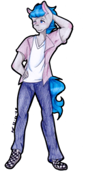Size: 991x1920 | Tagged: safe, artist:mscolorsplash, oc, oc only, oc:dreamy daze, anthro, plantigrade anthro, arm behind head, male, simple background, solo, transparent background