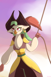 Size: 2000x3000 | Tagged: safe, artist:lemanda, captain celaeno, bird, parrot, anthro, g4, my little pony: the movie, clothes, female, hat, high res, pirate, pirate hat, solo