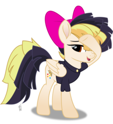 Size: 2055x2263 | Tagged: safe, artist:mlp-scribbles, songbird serenade, oc, oc:console command, pegasus, pony, g4, my little pony: the movie, bow, clothes, cosplay, costume, crossdressing, high res, impostor, male, simple background, solo, stallion, transparent background