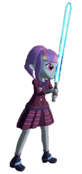 Size: 271x576 | Tagged: artist needed, source needed, safe, artist:horsesplease, sunny flare, equestria girls, g4, 3d, female, lightsaber, solo, star wars, weapon