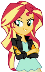 Size: 338x540 | Tagged: safe, artist:fella, sunset shimmer, equestria girls, equestria girls specials, g4, my little pony equestria girls: movie magic, clothes, female, jacket, leather jacket, simple background, smug, smugset shimmer, solo, transparent background