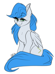 Size: 775x1030 | Tagged: safe, artist:dragonfoxgirl, oc, oc only, oc:stormpone, pegasus, pony, female, looking down, mare, simple background, sitting, smiling, solo, transparent background