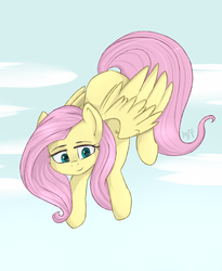 Size: 1263x1544 | Tagged: safe, artist:haruhi-il, fluttershy, pegasus, pony, g4, female, flying, mare, solo