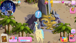 Size: 1280x720 | Tagged: safe, gameloft, princess luna, princess skystar, alicorn, classical hippogriff, hippogriff, pony, g4, my little pony: the movie, mount aris, palm tree, tree