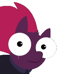 Size: 508x632 | Tagged: safe, artist:lil miss jay, tempest shadow, pony, unicorn, g4, my little pony: the movie, animated, broken horn, chibi, female, gif, googly eyes, horn, looking at you, mare, meme, open up your *very* eyes, open up your eyes, simple background, solo, special eyes, transparent background, vibrating, wide eyes