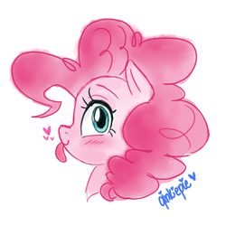 Size: 540x540 | Tagged: safe, artist:cocouri, artist:qinkiepie, pinkie pie, pony, g4, blushing, bust, female, silly, silly pony, solo, tongue out