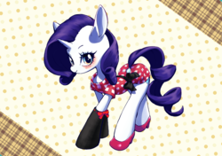 Size: 2894x2039 | Tagged: safe, artist:unousaya, rarity, pony, unicorn, g4, blushing, clothes, cute, dress, female, high heels, high res, looking at you, mare, raribetes, shoes, smiling, solo