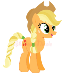 Size: 381x442 | Tagged: safe, artist:shadow-nicole, applejack, earth pony, pony, g4, alternate hairstyle, alternate universe, braid, female, mare, simple background, solo, transparent background