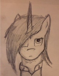 Size: 604x776 | Tagged: safe, artist:lxden, oc, oc only, oc:littlepip, pony, unicorn, fallout equestria, fallout equestria: vivat littlepip, black and white, bust, clothes, fanfic, fanfic art, female, grayscale, horn, jumpsuit, mare, monochrome, portrait, simple background, solo, traditional art, vault suit, white background