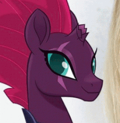 Size: 278x285 | Tagged: safe, edit, editor:horsesplease, tempest shadow, g4, my little pony: the movie, animated, broken horn, earthquake, female, gif, horn, meme, pretty, pretty pretty tempest, smiling, smirk, vibrating, x intensifies