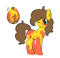 Size: 2705x2593 | Tagged: safe, artist:itssopanda, oc, oc only, earth pony, pony, egg, female, high res, mare, one eye closed, simple background, solo, transparent background, wink