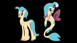 Size: 1280x720 | Tagged: safe, princess skystar, classical hippogriff, hippogriff, seapony (g4), g4, my little pony: the movie, black background, cute, dorsal fin, female, fin, fin wings, fins, fish tail, flowing mane, flowing tail, jewelry, necklace, open mouth, open smile, pearl necklace, skyabetes, smiling, solo, swimming, tail, wings