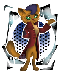 Size: 1000x1200 | Tagged: safe, artist:cloudyzu, capper dapperpaws, abyssinian, cat, anthro, digitigrade anthro, g4, my little pony: the movie, abstract background, chest fluff, clothes, coat, male, sexy, solo, stupid sexy capper