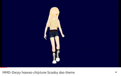 Size: 663x415 | Tagged: safe, derpy hooves, g4, 3d, clothes, denim, mmd, scooby-doo!, shorts, youtube, youtube link